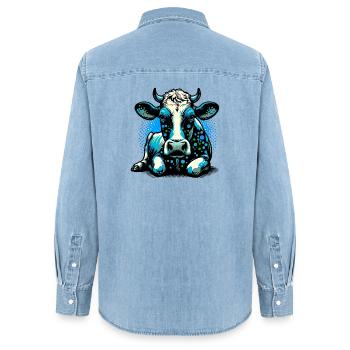 Vache - Chemise en denim femme bio Stanley/Stella - bleu clair délavé - Dos - AI Model Female 172 light (172cm)