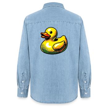Ente Ente Ente Ente Ente - Frauen Jeanshemd Organic von Stanley/Stella - verwaschenes Hellblau - Hinten - AI Model Female 172 light (172cm)