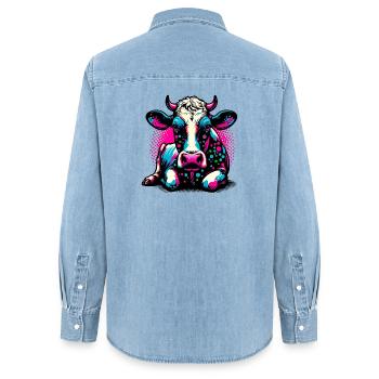 Vache - Chemise en denim femme bio Stanley/Stella - bleu clair délavé - Dos - AI Model Female 172 light (172cm)