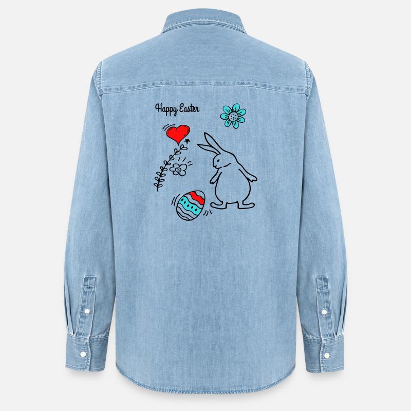 Happy Easter - Frauen Jeanshemd Organic von Stanley/Stella - verwaschenes Hellblau