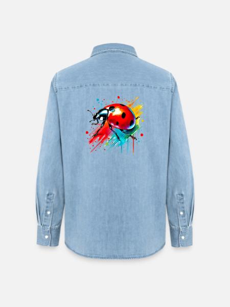 Marienkäfer - Frauen Jeanshemd Organic von Stanley/Stella - verwaschenes Hellblau