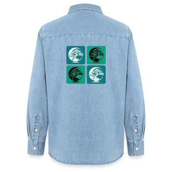 Bonsai Yin Yang - Frauen Jeanshemd Organic von Stanley/Stella - verwaschenes Hellblau - Hinten - AI Model Female 172 light (172cm)
