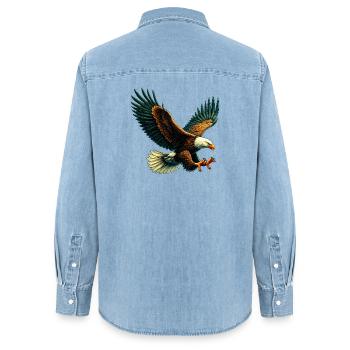Adler - Frauen Jeanshemd Organic von Stanley/Stella - verwaschenes Hellblau - Hinten - AI Model Female 172 light (172cm)