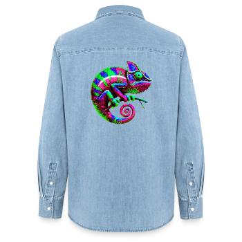 Caméléon - Chemise en denim femme bio Stanley/Stella - bleu clair délavé - Dos - AI Model Female 172 light (172cm)