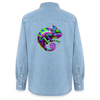 Caméléon - Chemise en denim femme bio Stanley/Stella - bleu clair délavé - Dos - AI Model Female 172 light (172cm)