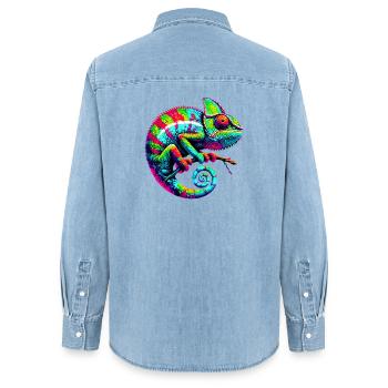 Caméléon - Chemise en denim femme bio Stanley/Stella - bleu clair délavé - Dos - AI Model Female 172 light (172cm)