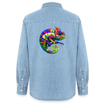 Caméléon - Chemise en denim femme bio Stanley/Stella - bleu clair délavé - Dos - AI Model Female 172 light (172cm)