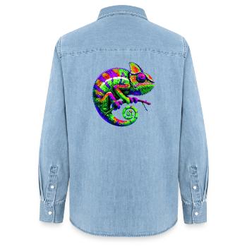 Caméléon - Chemise en denim femme bio Stanley/Stella - bleu clair délavé - Dos - AI Model Female 172 light (172cm)