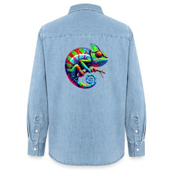 Caméléon - Chemise en denim femme bio Stanley/Stella - bleu clair délavé - Dos - AI Model Female 172 light (172cm)