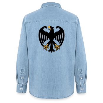 Deutscher Fitness Bundesadler mit Muskeln - Frauen Jeanshemd Organic von Stanley/Stella - verwaschenes Hellblau - Hinten - AI Model Female 172 light (172cm)