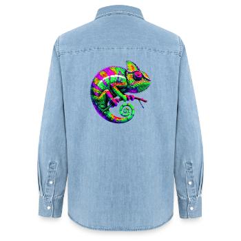 Caméléon - Chemise en denim femme bio Stanley/Stella - bleu clair délavé - Dos - AI Model Female 172 light (172cm)