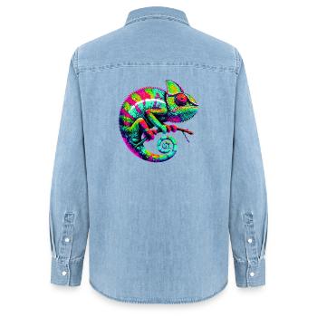 Caméléon - Chemise en denim femme bio Stanley/Stella - bleu clair délavé - Dos - AI Model Female 172 light (172cm)