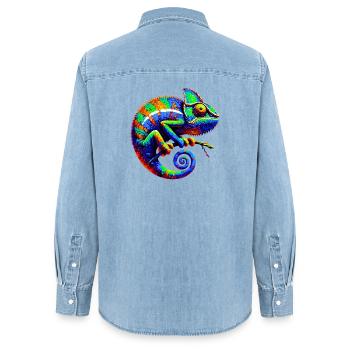 Caméléon - Chemise en denim femme bio Stanley/Stella - bleu clair délavé - Dos - AI Model Female 172 light (172cm)