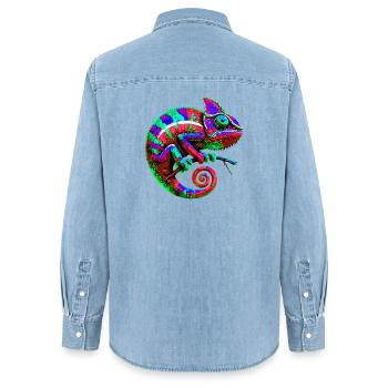 Chamäleon - Frauen Jeanshemd Organic von Stanley/Stella - verwaschenes Hellblau - Hinten - AI Model Female 172 light (172cm)