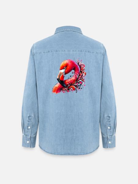 Flamingo - Frauen Jeanshemd Organic von Stanley/Stella - verwaschenes Hellblau