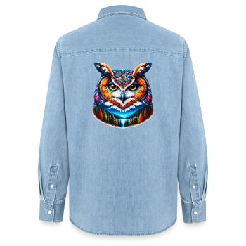 Hibou - Chemise en denim femme bio Stanley/Stella - bleu clair délavé - Dos - AI Model Female 172 light (172cm)
