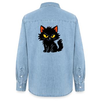 Chaton doux - Chemise en denim femme bio Stanley/Stella - bleu clair délavé - Dos - AI Model Female 172 light (172cm)