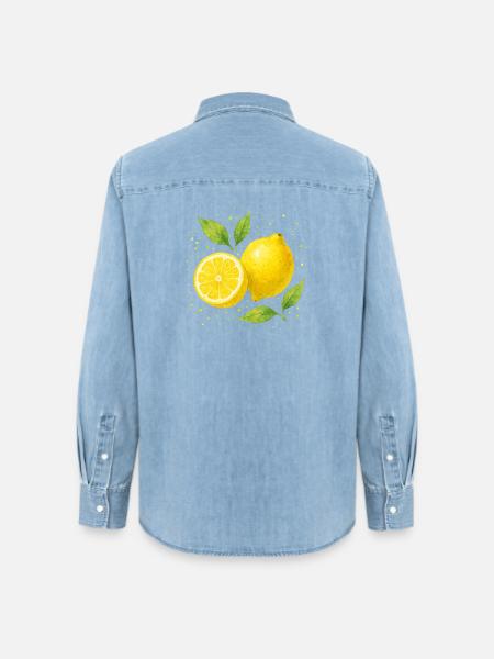 Zitronen - Frauen Jeanshemd Organic von Stanley/Stella - verwaschenes Hellblau