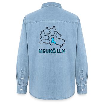 NEUKÖLLN, un quartier de Berlin - Chemise en denim femme bio Stanley/Stella - bleu clair délavé - Dos - AI Model Female 172 light (172cm)