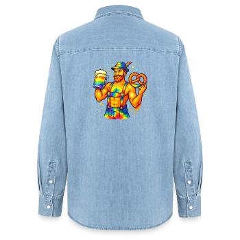 pride bavarian - Women’s Organic Denim Shirt by Stanley/Stella - light wash - Back - AI Model Female 172 light (172cm)