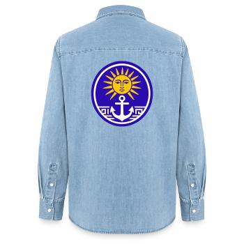 Greece Sun - Frauen Jeanshemd Organic von Stanley/Stella - verwaschenes Hellblau - Hinten - AI Model Female 172 light (172cm)