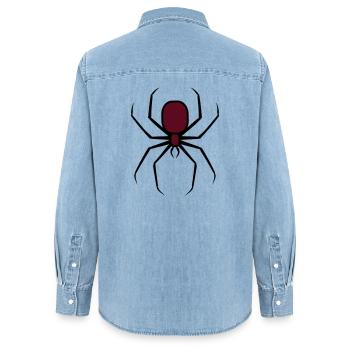 Gruselige Halloween Unheimliche Goth-Spinne 3 - Frauen Jeanshemd Organic von Stanley/Stella - verwaschenes Hellblau - Hinten - AI Model Female 172 light (172cm)