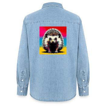 Igel - Frauen Jeanshemd Organic von Stanley/Stella - verwaschenes Hellblau - Hinten - AI Model Female 172 light (172cm)