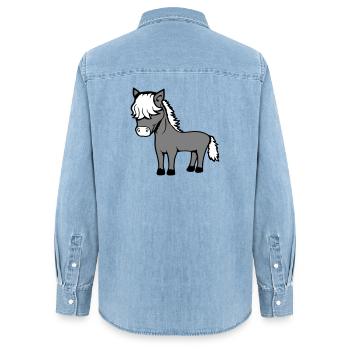 Pferd Bob Haare Frisur Pony Fohlen Niedlich Comic - Frauen Jeanshemd Organic von Stanley/Stella - verwaschenes Hellblau - Hinten - AI Model Female 172 light (172cm)