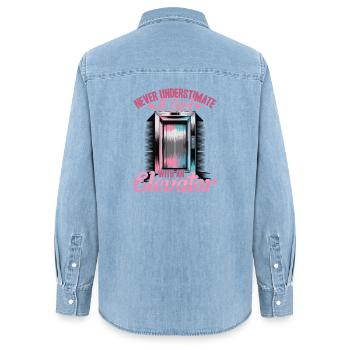 Elevator toddler & kids - Women’s Organic Denim Shirt by Stanley/Stella - light wash - Back - AI Model Female 172 light (172cm)