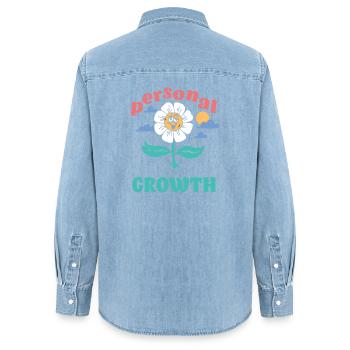 Personal Growth Daisy - Women’s Organic Denim Shirt by Stanley/Stella - light wash - Back - AI Model Female 172 light (172cm)