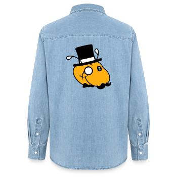 Caterpillar Sir Lord Rich Monocle Lunettes Chapeau haut de forme - Chemise en denim femme bio Stanley/Stella - bleu clair délavé - Dos - AI Model Female 172 light (172cm)
