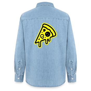 Icône de la pizza - Chemise en denim femme bio Stanley/Stella - bleu clair délavé - Dos - AI Model Female 172 light (172cm)