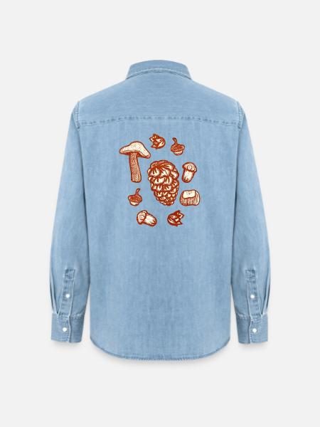 Rustikale Herbstschmuck-Illustration - Frauen Jeanshemd Organic von Stanley/Stella - verwaschenes Hellblau
