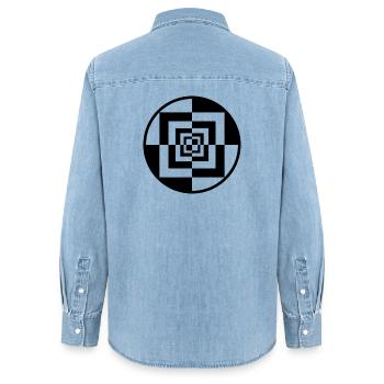 Hypnotic Checkerboard Tunnel - Women’s Organic Denim Shirt by Stanley/Stella - light wash - Back - AI Model Female 172 light (172cm)