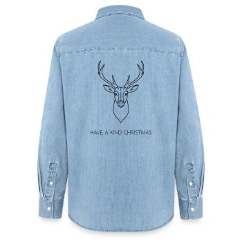Passez un joyeux Noël – Hirsch Fine Line - Chemise en denim femme bio Stanley/Stella - bleu clair délavé - Dos - AI Model Female 172 light (172cm)