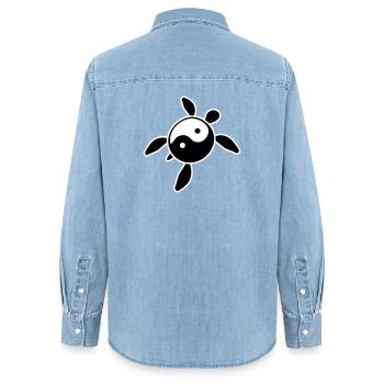 Schildkröten Panzer Yin Yang Symbol Gleichgewicht - Frauen Jeanshemd Organic von Stanley/Stella - verwaschenes Hellblau - Hinten - AI Model Female 172 light (172cm)