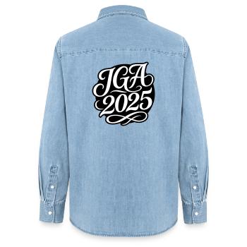 Jga 2025 Junggesellenabschied - Frauen Jeanshemd Organic von Stanley/Stella - verwaschenes Hellblau - Hinten - AI Model Female 172 light (172cm)