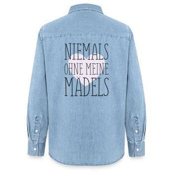 Mes filles disent - Chemise en denim femme bio Stanley/Stella - bleu clair délavé - Dos - AI Model Female 172 light (172cm)