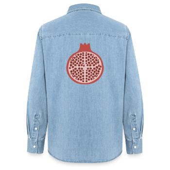 Demi-grenade - Chemise en denim femme bio Stanley/Stella - bleu clair délavé - Dos - AI Model Female 172 light (172cm)
