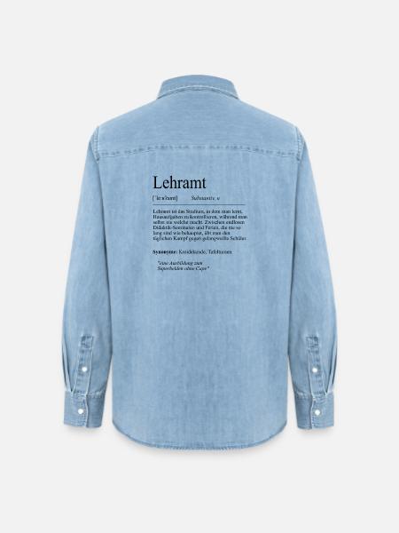 Unispruch "Lehramt" Student Geschenk, Studenten - Frauen Jeanshemd Organic von Stanley/Stella - verwaschenes Hellblau