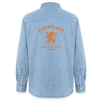 Kerkrade Nederland, Pays-Bas - Chemise en denim femme bio Stanley/Stella - bleu clair délavé - Dos - AI Model Female 172 light (172cm)
