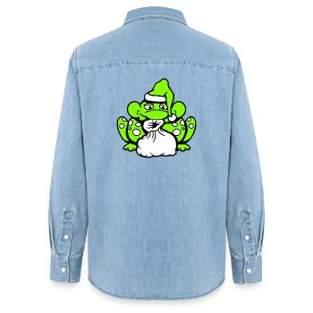 Frosch Weihnachtsmann Weihnachten Mütze Geschenk - Frauen Jeanshemd Organic von Stanley/Stella - verwaschenes Hellblau - Hinten - AI Model Female 172 light (172cm)