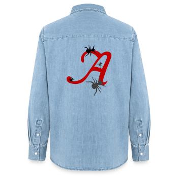 Letter A Initial - Women’s Organic Denim Shirt by Stanley/Stella - light wash - Back - AI Model Female 172 light (172cm)