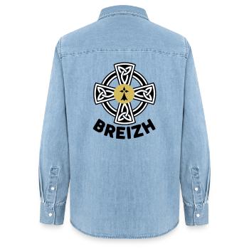 Breizh (bretagne) - Chemise en denim femme bio Stanley/Stella - bleu clair délavé - Dos - AI Model Female 172 light (172cm)