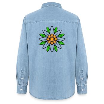 Edelweiss - Frauen Jeanshemd Organic von Stanley/Stella - verwaschenes Hellblau - Hinten - AI Model Female 172 light (172cm)