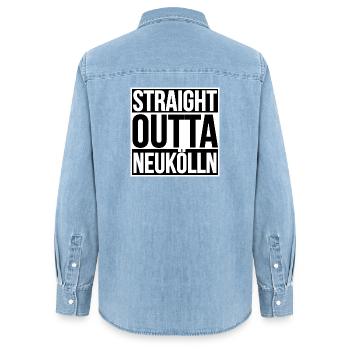 TOUT DROIT SORTI DE NEUKÖLLN BERLIN - Chemise en denim femme bio Stanley/Stella - bleu clair délavé - Dos - AI Model Female 172 light (172cm)