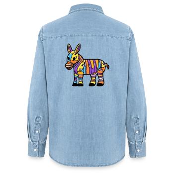 Donkey Halloween Zombie - Women’s Organic Denim Shirt by Stanley/Stella - light wash - Back - AI Model Female 172 light (172cm)