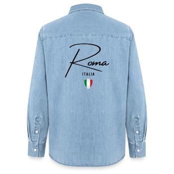 Elegantes Design Rom, ich liebe Rom - Frauen Jeanshemd Organic von Stanley/Stella - verwaschenes Hellblau - Hinten - AI Model Female 172 light (172cm)