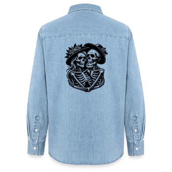 Paar des Grauens - Frauen Jeanshemd Organic von Stanley/Stella - verwaschenes Hellblau - Hinten - AI Model Female 172 light (172cm)