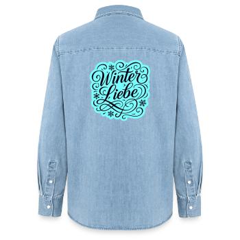 Amour d’hiver Coeur hivernal - Chemise en denim femme bio Stanley/Stella - bleu clair délavé - Dos - AI Model Female 172 light (172cm)